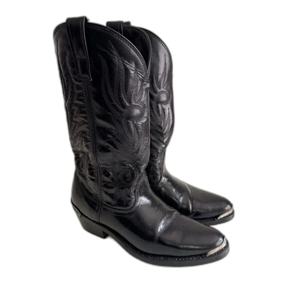 Laredo McComb 12621 Men's 10D Black Western Cowboy Boots Metal Toe R Toe